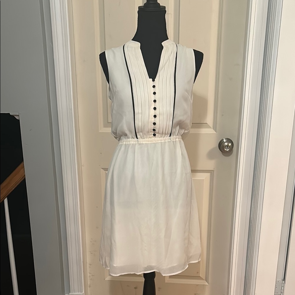 H&M White Sleeveless Mini Dress with Black Accents